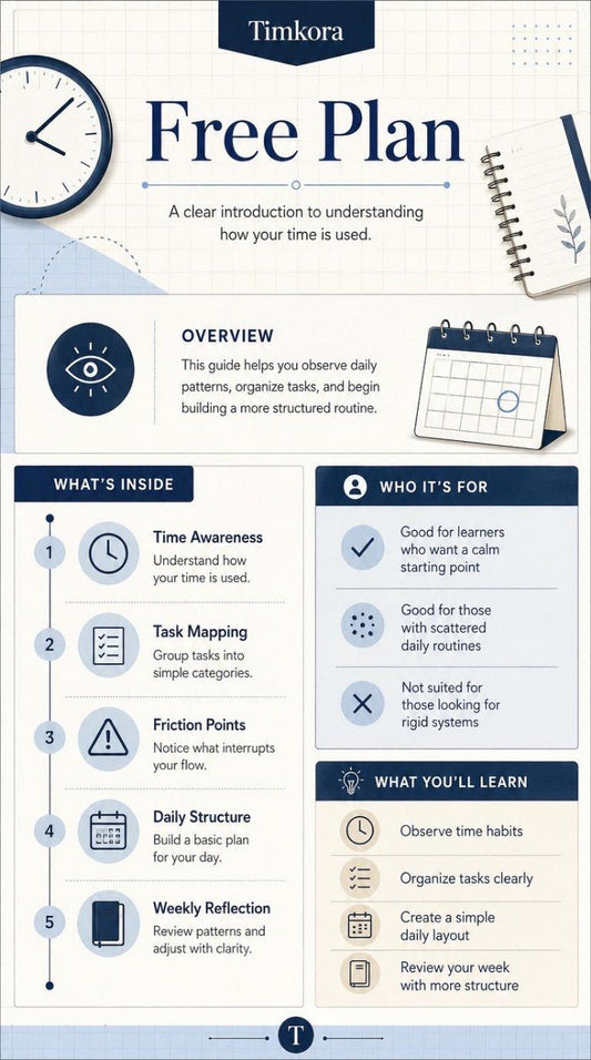 Timkora free plan guide for understanding time management