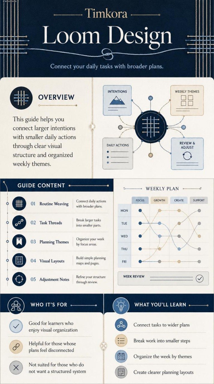Timkora Loom Design software interface with features and benefits on a blue background