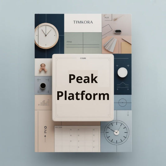 Product packaging with 'TIMKORA' branding and 'Peak Platform' text on a light blue background